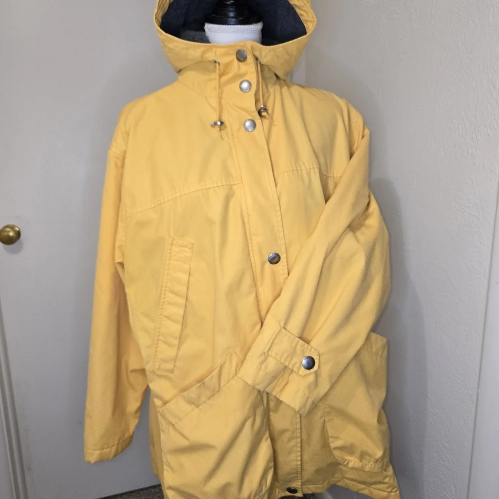 Vintage Eddie Bauer Fleece-Lined Anorak Rain Jacket In Mustard Yellow Size Med - Picture 7 of 15
